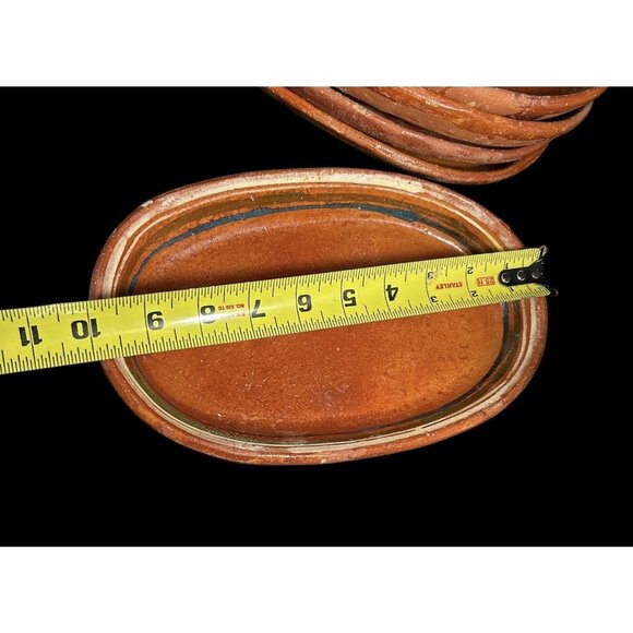 Vintage Tlaquepaque Pottery Oval Platter Bowl Plate 1940s Mexico Art 10" x 6.5" - Picture 8 of 9